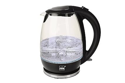 MIA-Germany EW 3682 Elektrischer Wasserkocher aus Glas, kabellos, 1,7 l, 2200 W