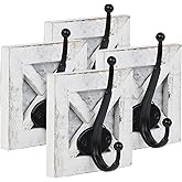Autumn Alley Farmhouse Bathroom Decor White Hooks, Towel, Coat, and Robe Hooks for Bathroom Farmhouse Wall Mounted, Rustic Wall Decor, 4 Pack, White