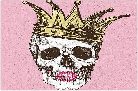 Amazon 室内 屋外用 天然コイア繊維 春 夏 ドアマット 40x60cm 死の王 王冠と口紅の頭蓋骨の肖像画 ベクトルロックイラスト 装飾 屋内屋外 防水 お手入れ簡単 新年の装飾 ラグ カーペット オンライン通販