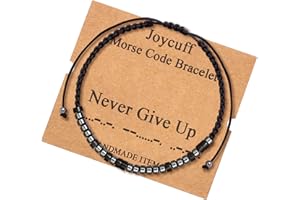 JoycuFF Morse Code Bracelets for Women Men Gifts for Her Him Mom Dad Daughter Sister Best Friend Funny Inspirational Bracelets for Women Jewelry Adjustable Silk Beaded Wrap Bracelet
