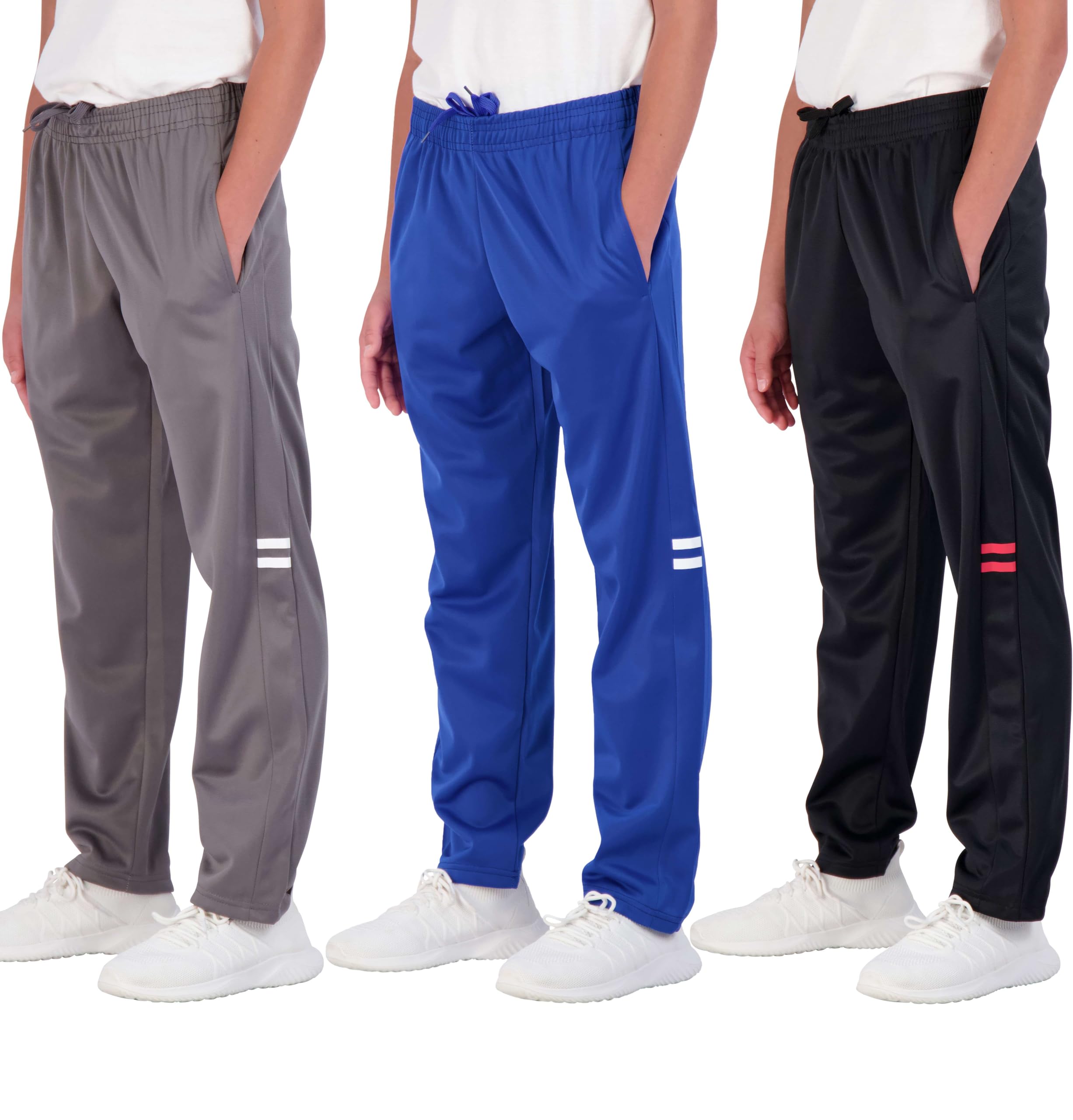 Photo 1 of Real Essentials 3 Pack: Boys' Tricot Open Bottom Fleece-Lined Sweatpants with Pockets- Set 10,M (10-12)