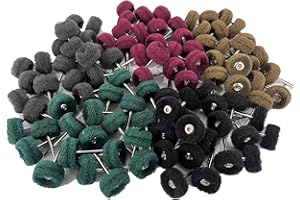 YGFRSTO Buffing Wheel 100 Pack Abrasive Polishing Deburring Wheels Metal Polishing Kit Rotary Tool Accessories for Metal Polishing, Rusting Cleaning, Paint Removal, and Other Fine Detail Work