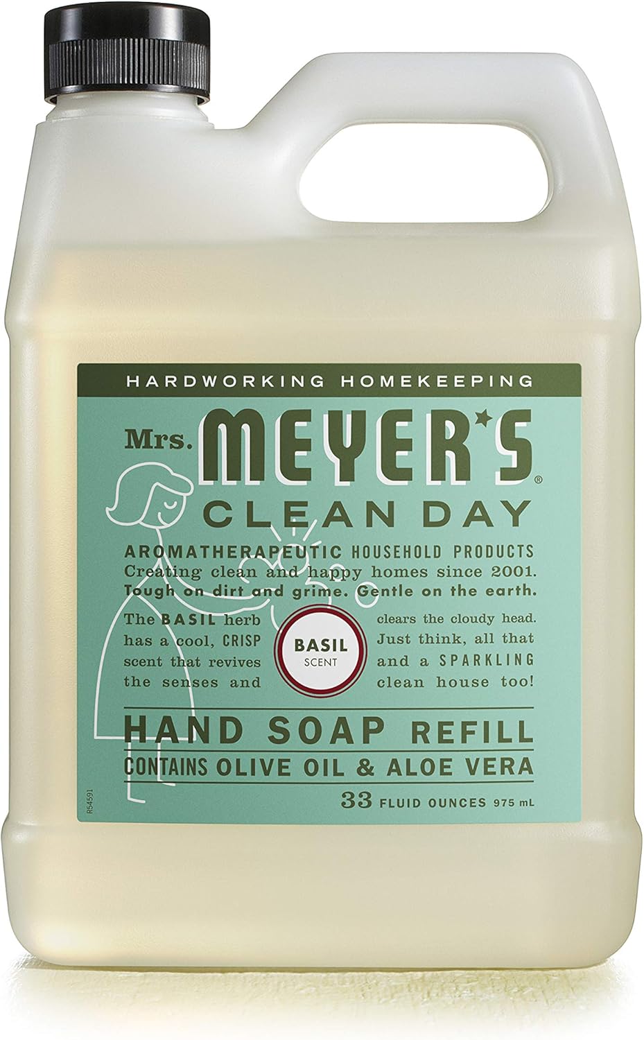 Mrs. Meyer's Clean Day Liquid Hand Soap Refill, Cruelty Free and Biodegradable Formula, Basil Scent, 33 Oz: Beauty