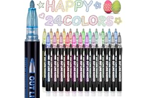 ZOOI 24 Colors Glitter Markers for Kids, Art School Supplies for Kids 9-12, Teen Girls Gifts 8-12 Years Old, Metallic Markers