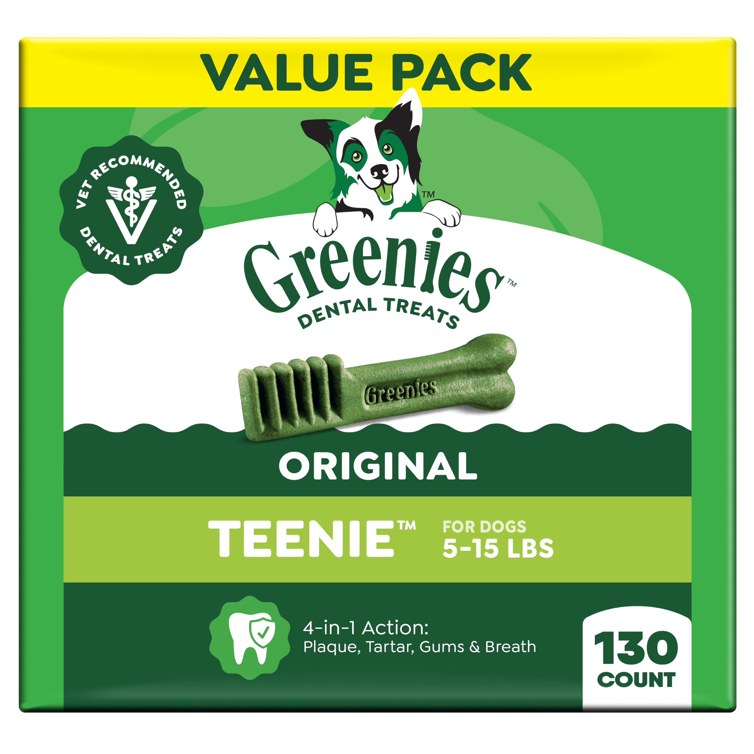 Greenies Teenie Original Natural Dental Dog Treats, Chicken, 130 Count
