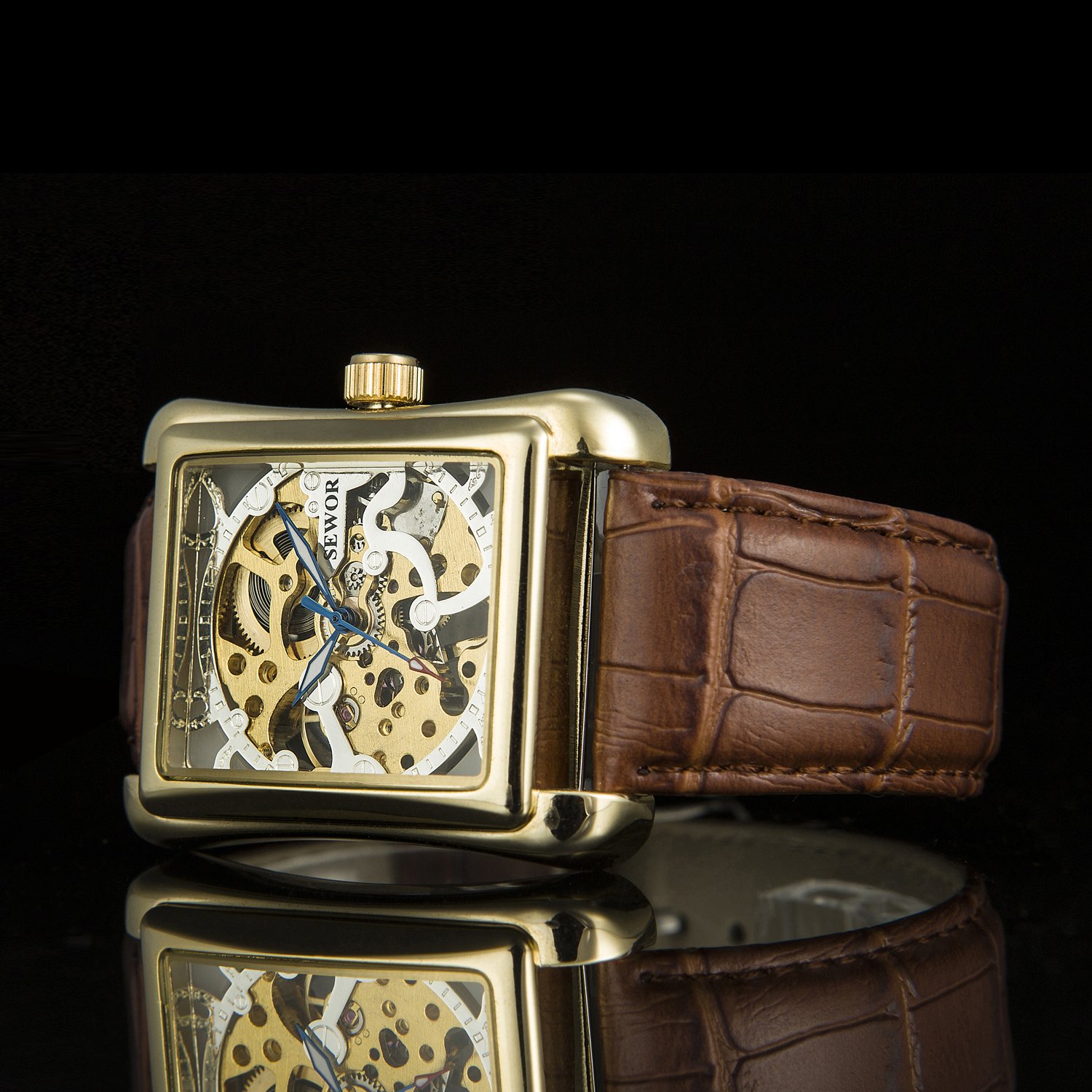 Sewor Men\'s Mechanical Leather Wrist Watch D1248