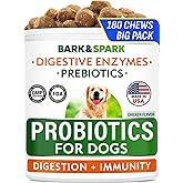 BARK&amp;SPARK Dog Probiotics, Digestive Health Chews with Fiber &amp; Enzymes | Supports Gut &amp; Digestion Function - Upset Stomach Relief - Diarrhea Treatment - Allergy &amp; Itchy Skin - 180Ct Chicken