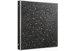 EYROZILL 3 Ring Binders 1 Inch Back to School Supplies Glitter Three Ring Binder to Hold 300 Sheets, Black
