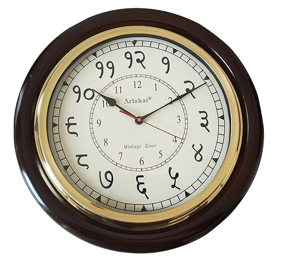 Buy Artshai Wood Hindi Devanagari Digits Numbering Antique Wall Clock