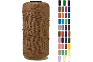 Tsuisho 1.5mm x 219 Yards Polyester String Cord for Knitting and Crochet, 100% Polypropylene Macrame Cord for Hats, Bags, Purses, Shoes, Plant Hangers, DIY Crafts - Ruddy Brown