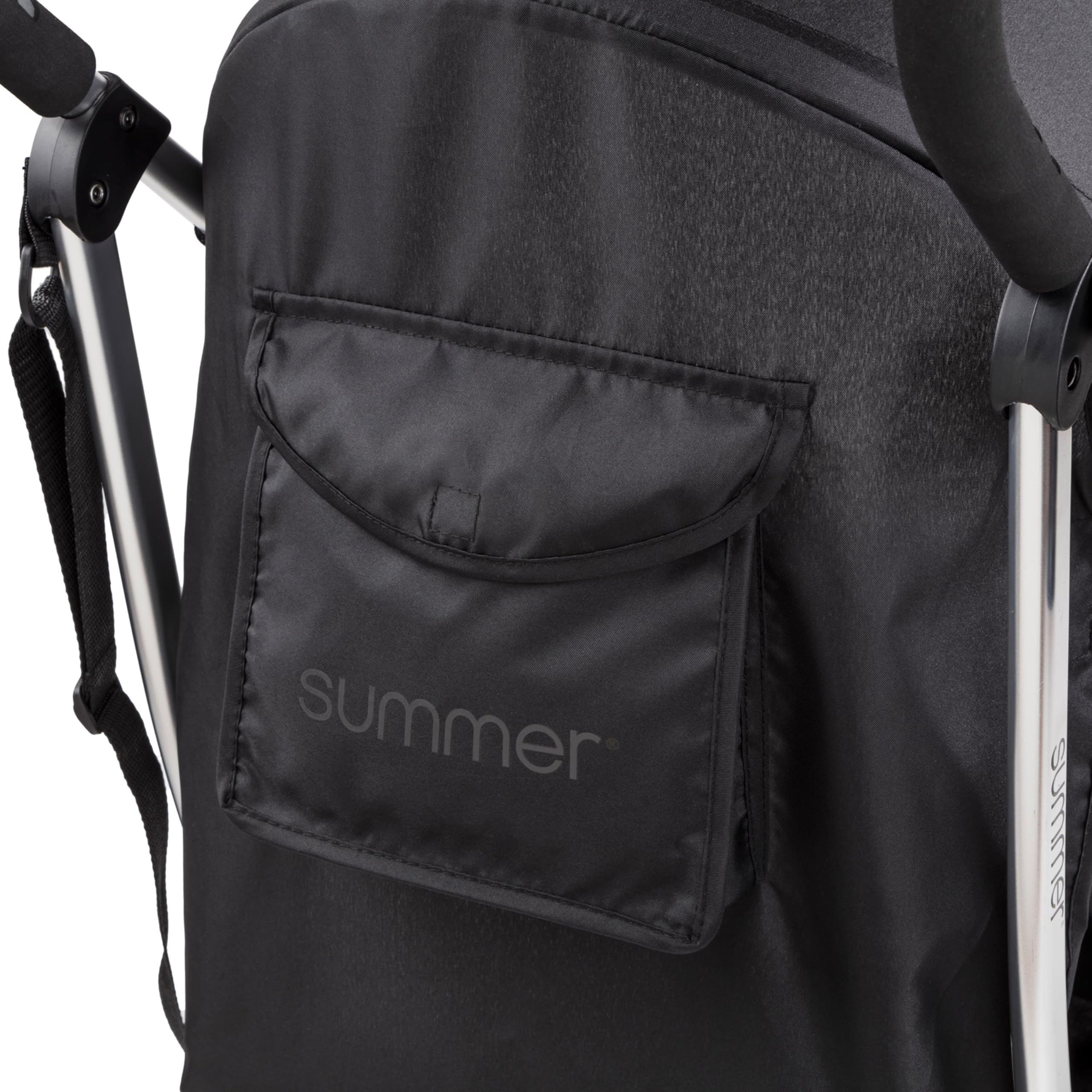 Bright Starts 3Dlite Convenience Stroller, Black - Lightweight Stroller, Large Seat Area, Mesh Siding, 4 Position Recline, Extra Large Storage Basket, Infant Stroller for Travel