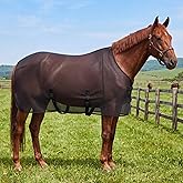 Breathable Mesh Horse Fly Sheet for Summer, Size 72 Black Lightweight Cover | Adjustable Front Closures and Dual Belly Straps Support Chest and Underside Fit for Grazing, Stable Care, and Daily Turnout