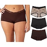 Maidenform womens Microfiber Boyshort Underwear, Mid-rise Boyshort Panties, 3-pack