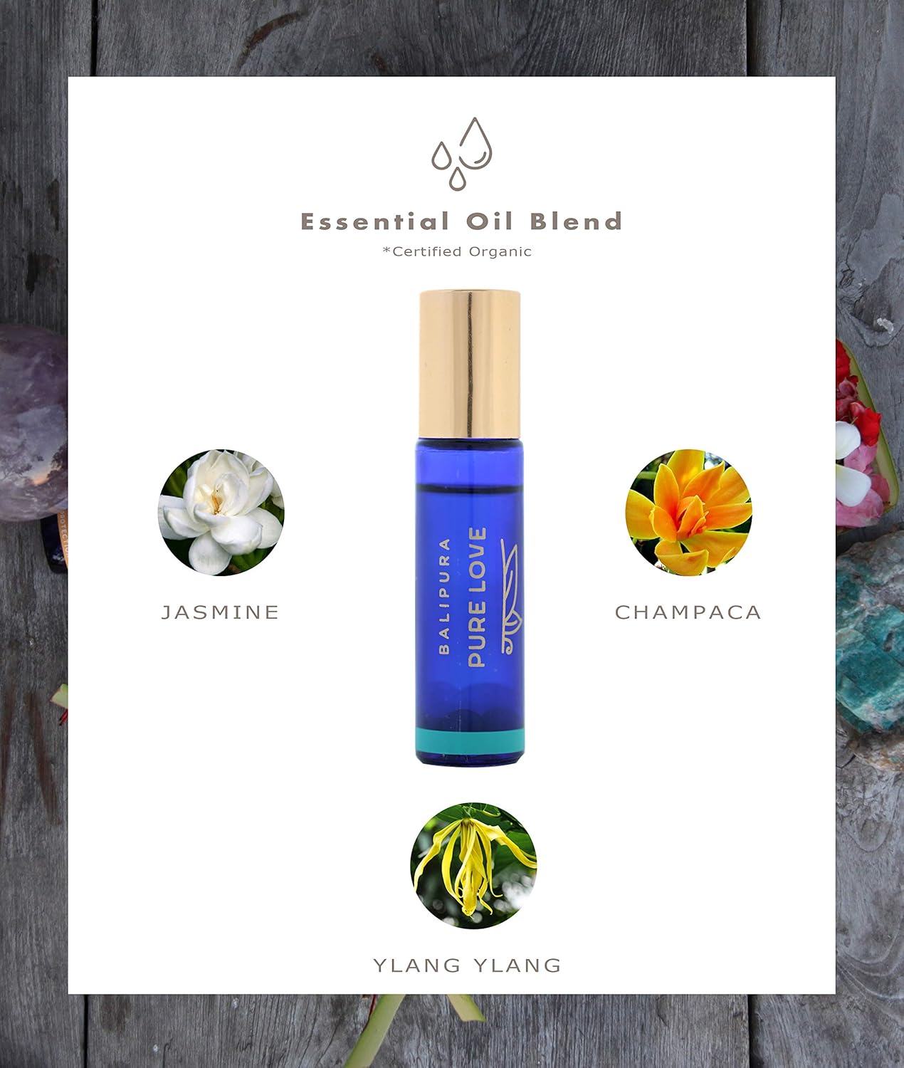 BALIPURA, Pure Love Crystal Aura Roll On- Jasmine Essential Oil with Rose Quartz Crystals, Essentail Oils for Body - Image 5