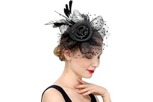 Cizoe Fascinators Hat for Women Tea Party Headband Kentucky Derby Wedding Flower Cocktail Mesh Feathers Hair Clip