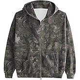 MSBESYOR Womens Mens Camo Zip Up Hoodie Maple Leaf Print Oversized Hooded Sweatshirt Fleece Long Sleeve Jacket