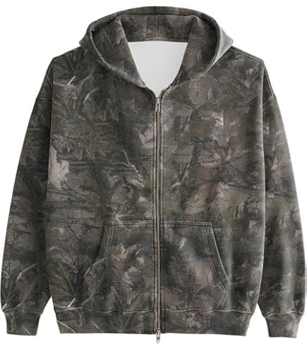 Burnside Adult Full-Zip Camo Hoodie XL GREEN CAMO at Amazon Men's