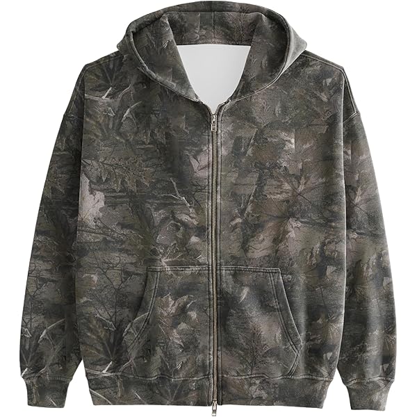 トップス MAZZ zipup hoodie grey/camo Amazon.com: MSBESYOR Womens Mens Camo Zip Up Hoodie Maple Leaf