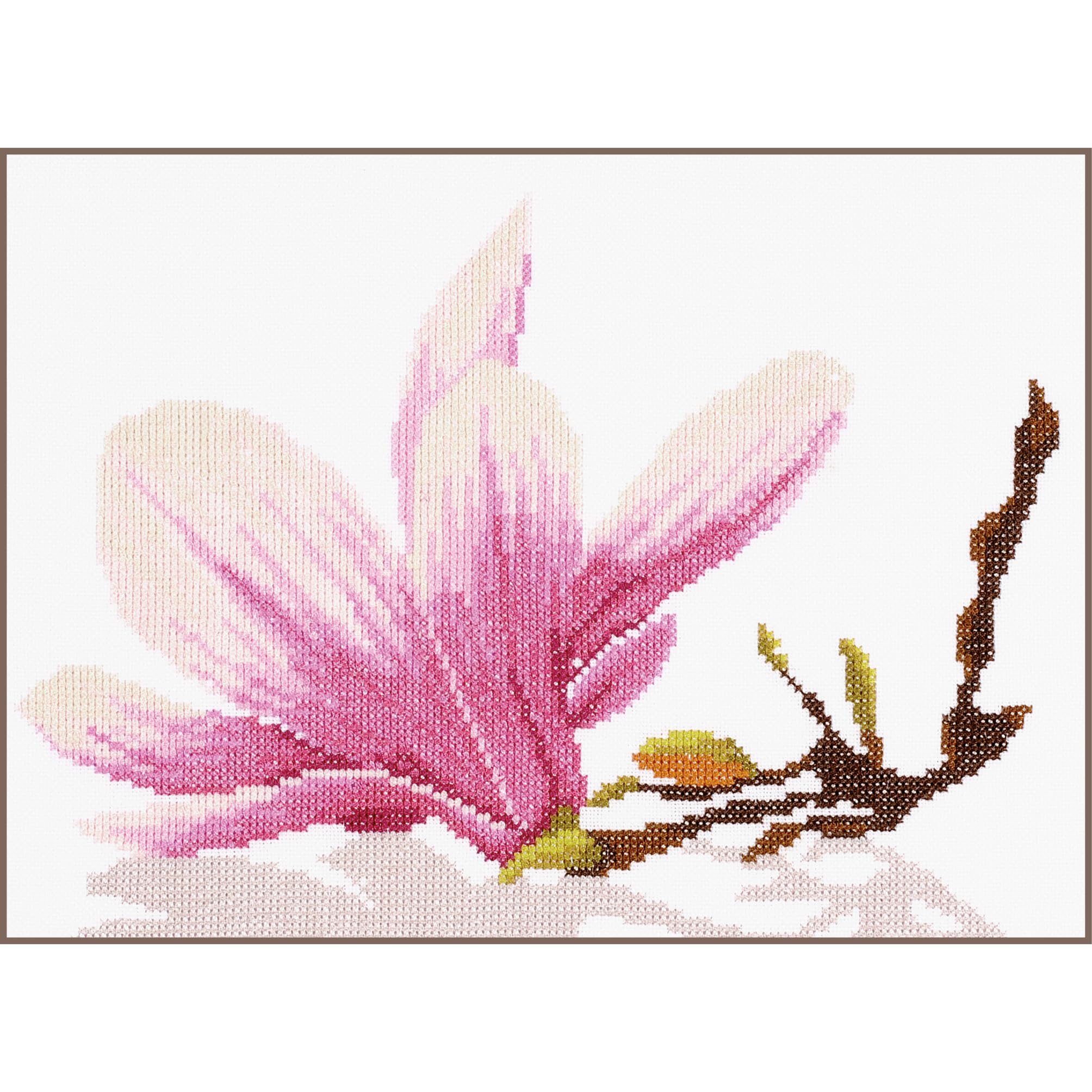 Lanarte Counted Cross Stitch Kit: Magnolia Twig with Flower (Aida,W), NA, 30 x 20cm