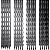 16 Inch Rebar Ground Stakes 20 Pack 3/8 Inch Diameter Straight Metal Stakes for Ground Heavy Duty with Chisel Point End Concrete Forming Spikes for Plant Support and Fence, Black