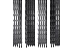 EUOKOK 16 Inch Rebar Ground Stakes 20 Pack 3/8 Inch Diameter Straight Metal Stakes for Ground Heavy Duty with Chisel Point End Concrete Forming Spikes for Plant Support and Fence, Black