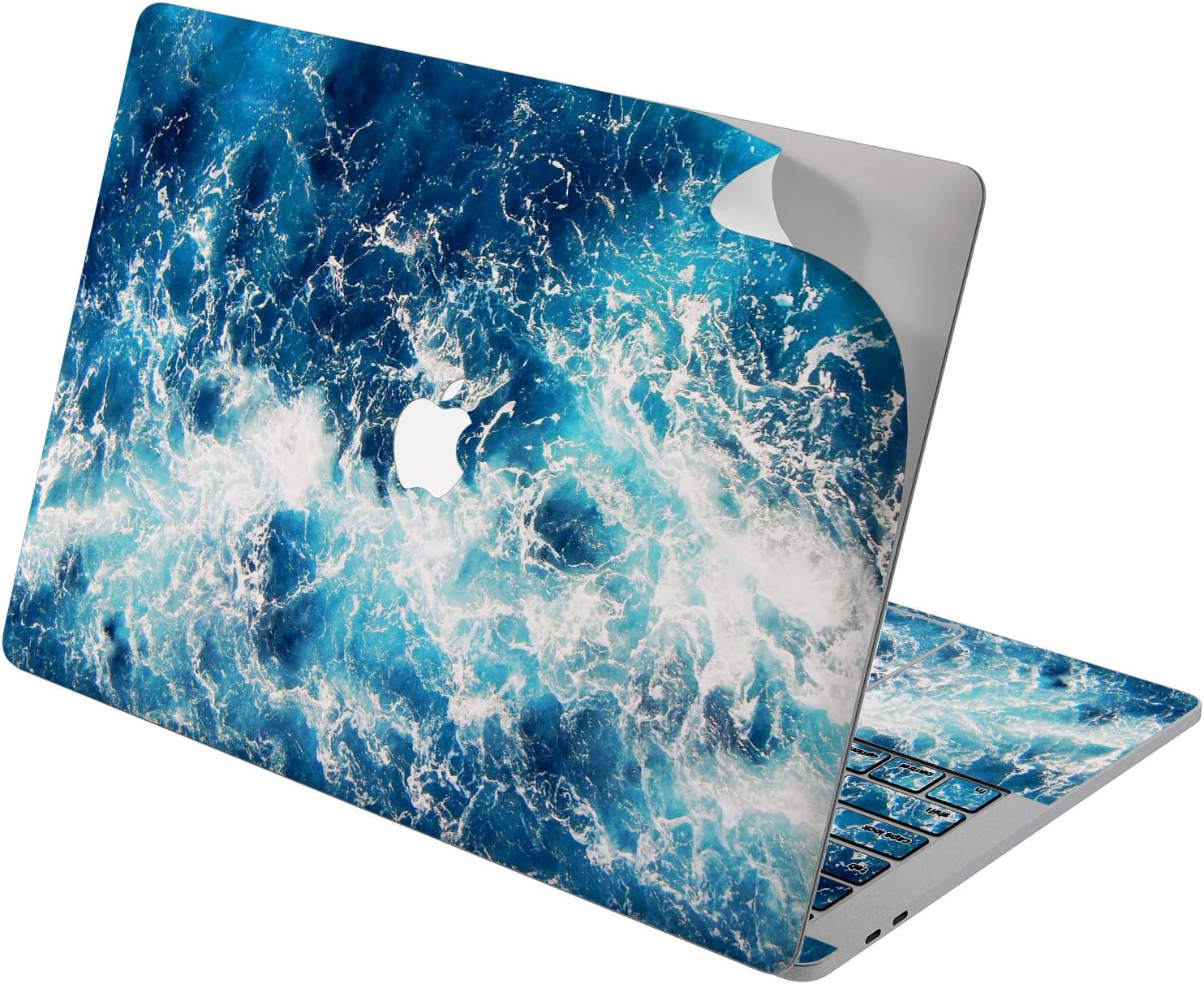 Cavka Vinyl Decal Skin for Apple MacBook Pro 13" 2019 15" 2018 Air 13" 2020 Retina 2015 Mac 11" Mac 12" Aqua Splash Laptop Sea Wave Ocean Nice Print Cover Sticker Water Blue Protective Texture Design