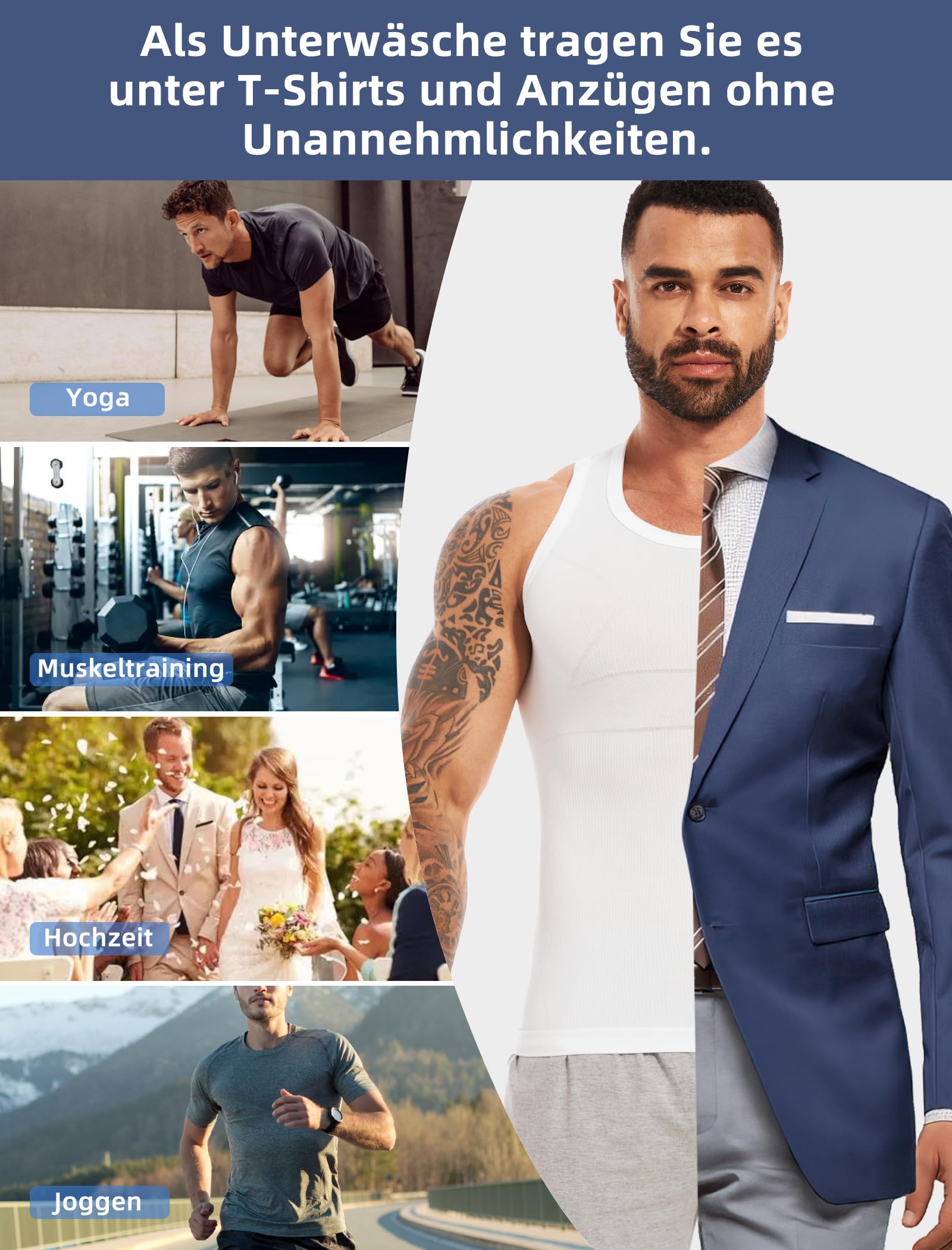 MISS MOLY Herren Kompressionsshirt Ärmellos Body Shaper Elastische Bauchweg Unterhemd Tank Top Figurformend Weste 5