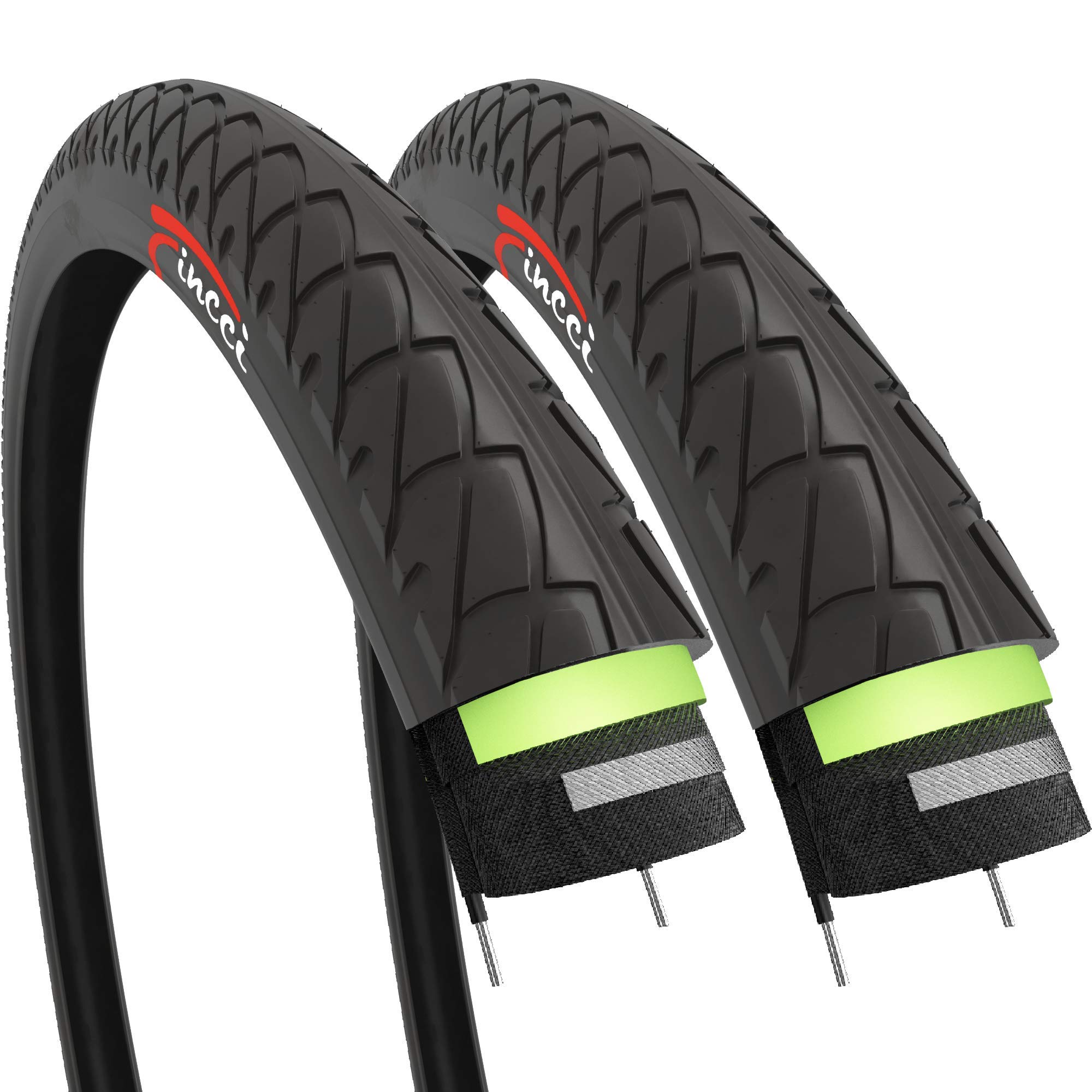 Fincci Slick Bike Tyres 26x1.95 Inch - Pair 26 inch Bike Tyre with 3 mm Antipuncture Protection - Tyres 50-559 for Road, MTB Hybrid Bike - Appropriate for wheels 26" Cycling in City and Riding Out