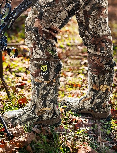 TIDEWE RUBBER HUNTING BOOTS WITH 800G INSULATION, WATERPROOF INSULATED NEXT CAMO G2 WARM RUBBER BOOTS WITH 7MM NEOPRENE, STURDY OUTDOOR HUNTING BOOTS FOR MEN (SIZE 10)