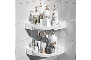 1st owned Corner Shower Caddy, 360° Rotate Shower Organizer Shelves, 2 Pack Shower Lazy Susan Organizer Turntable for Bathroom,Dorm and Kitchen, Easy installed with Adhesive or Drilling.