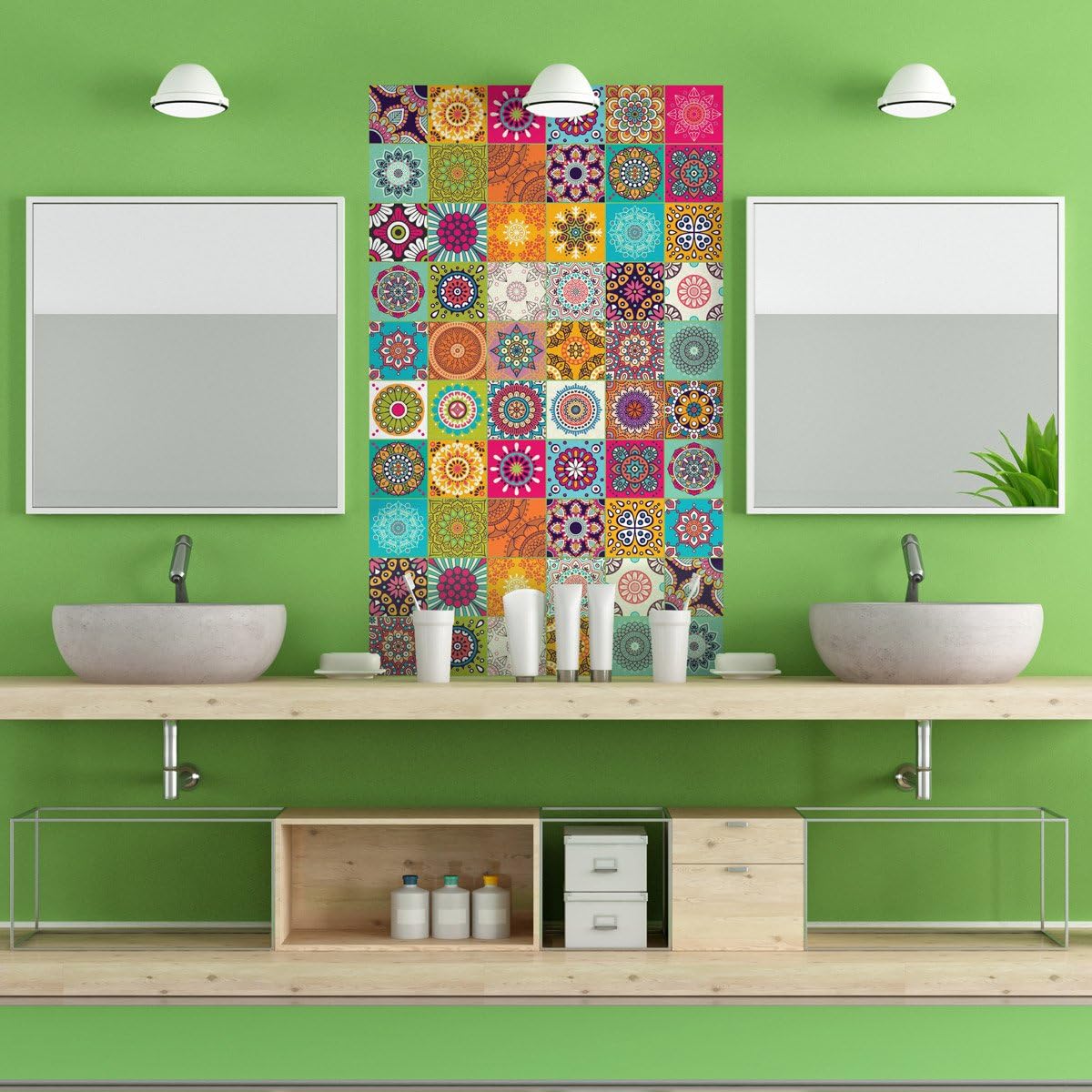 Ambiance Sticker Self-Adhesive Decorative Wall Decal Cement Tile for Bathroom and Kitchen Roses Multicolore - Image 5