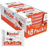 Kinder Chocolate, 18 Four Count Packs, Halloween Candy Chocolate, 1.8 oz | Chocolate candy individually wrapped, smooth chocolate candy bars with creamy milky filling for snacking or parties