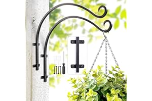 Lifyzoon Heavy Duty Hanging Plant Bracket: Outdoor Hand-Forged Hanging Hook - 16Inch Black Bird Feeder Bracket