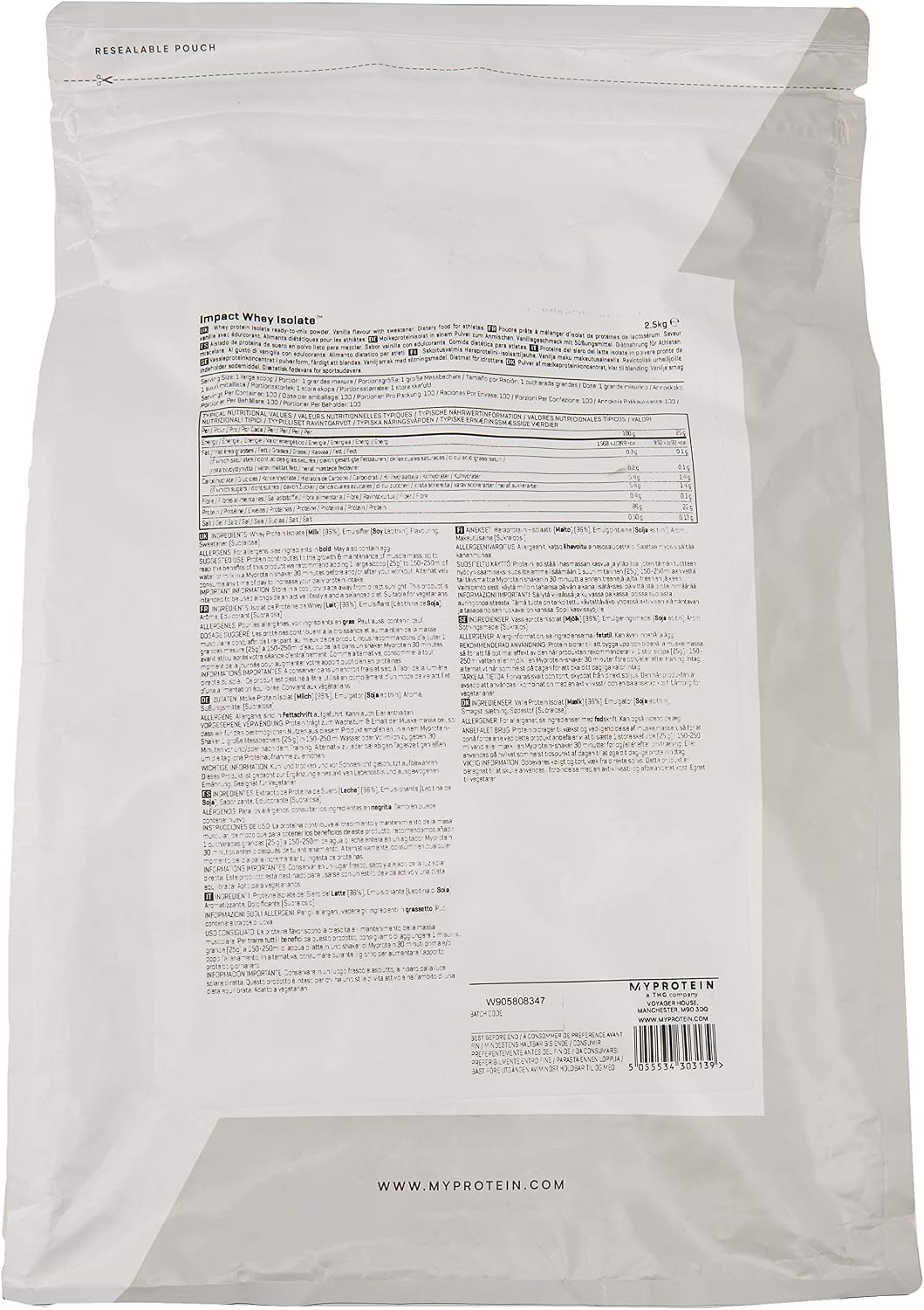MyProtein Impact Whey Isolate Supplement, 2.5 kg, 2.5 kg (Pack of 1) - Image 3
