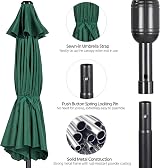 Yaheetech Garden Parasol Umbrella 9ft 2.7M Patio with Crank 8 Ribs Dark Green view 6