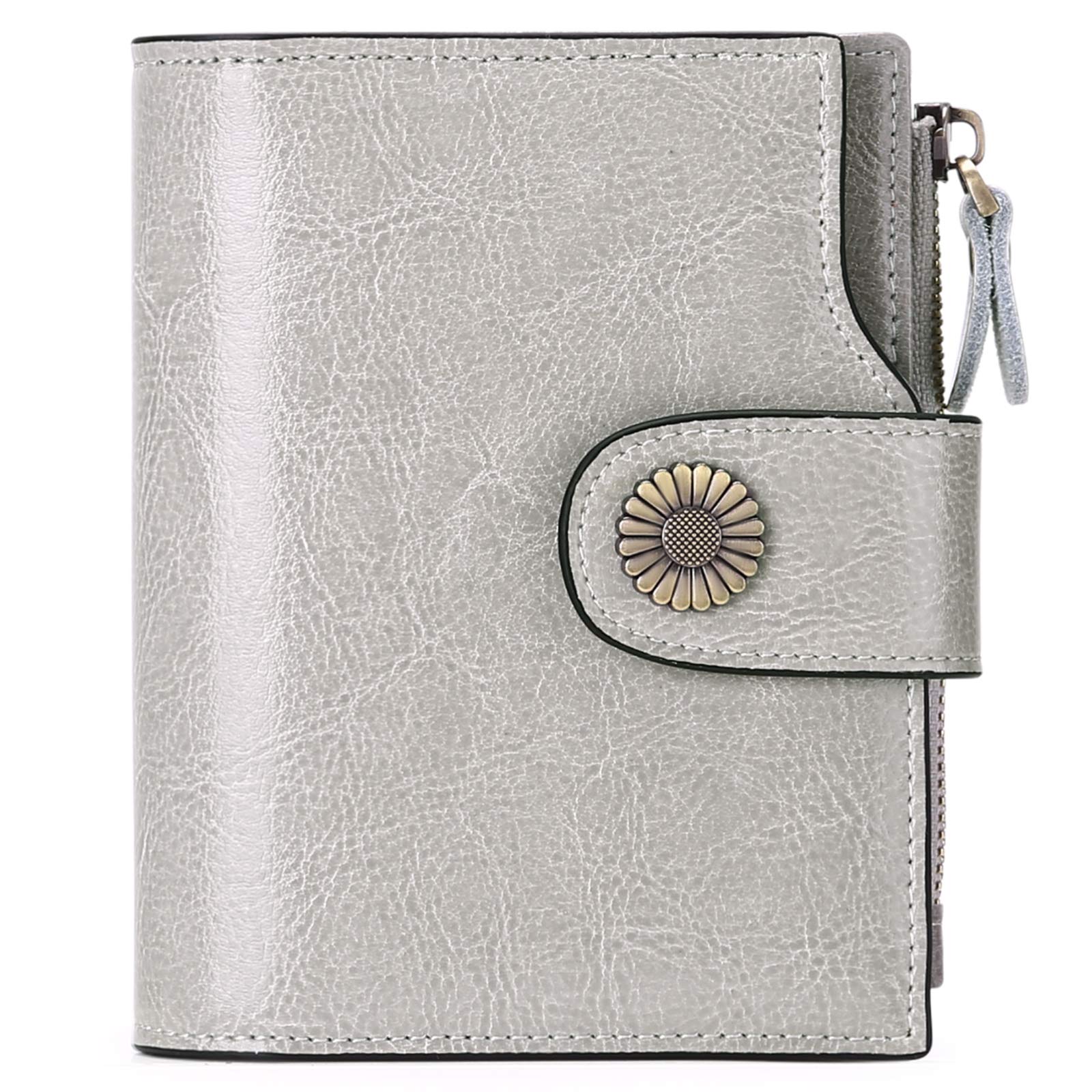 SENDEFN Small Women Wallet Genuine Leather RFID Blocking Bifold Small Purse with Zipper Pocket