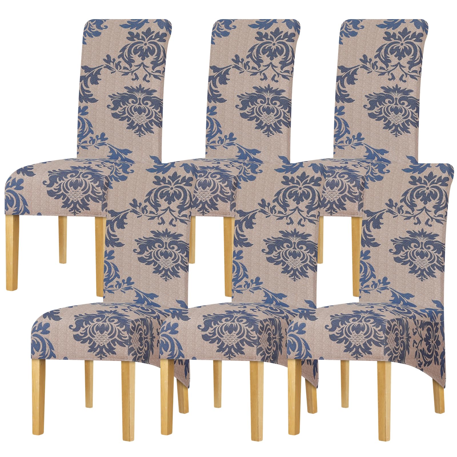 Leorate Large Size Fabric Stretch Chair Cover for Dining Room Hotel Pack 1 2 4 6 pieces (Color-126003, Pack of 6)