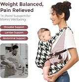Momcozy Baby Carrier 3-24M Cotton Houndstooth Ergonomic 64-127cm Waist view 3