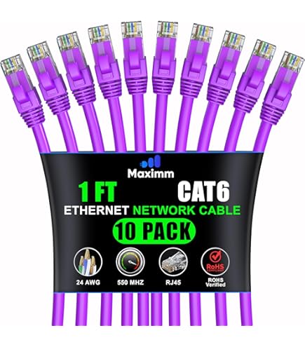 thumbnail image 2 of Maximm Cat 6 Ethernet Cable 2 Ft (24-Pack) - High-Speed LAN 2 of 13
