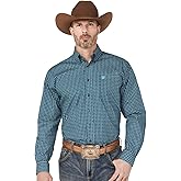 Cinch Western Shirt Mens Long Sleeve Squares Button Blue MTW1105898