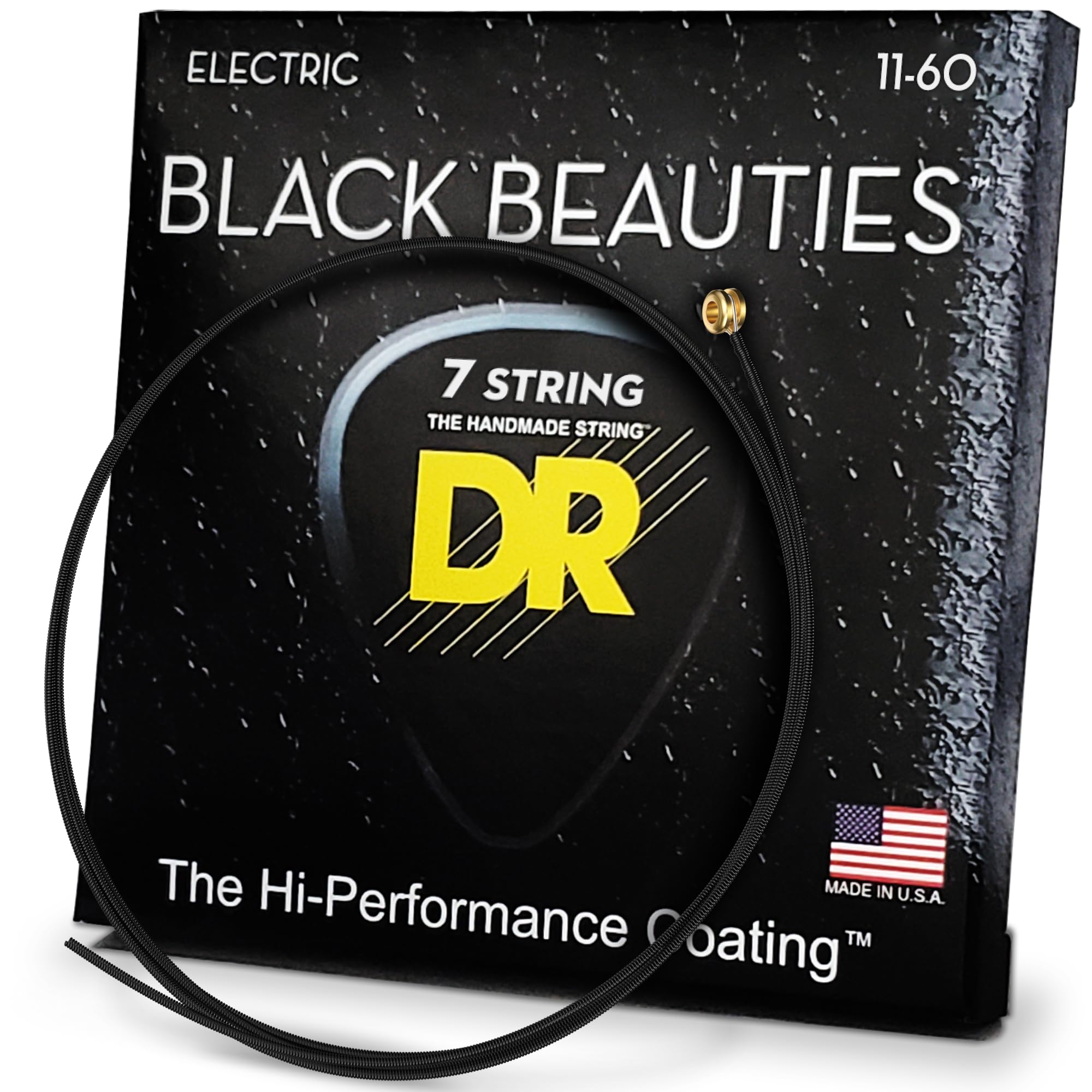 DR Strings BLACK BEAUTIES™ - BLACK Coloured Electric Guitar Strings: 7-String Heavy 11-60