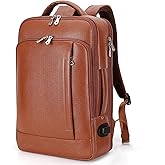 TIDING Expandable Leather 15.6" Laptop Backpack for Men Women, TSA Friendly Business Travel Rucksack Slim Work Casual Daypack