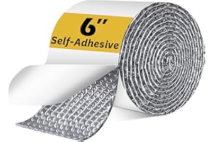 DEMEDO Double Bubble Reflective Foil Insulation Tape, Self-Adhesive Ac Pipe Insulation Wrap for AC Hose, HVAC Duct, Exhaust Hose, Bubble Wrap Insulation for Weatherproof Attics, Windows, Garages -6 inch