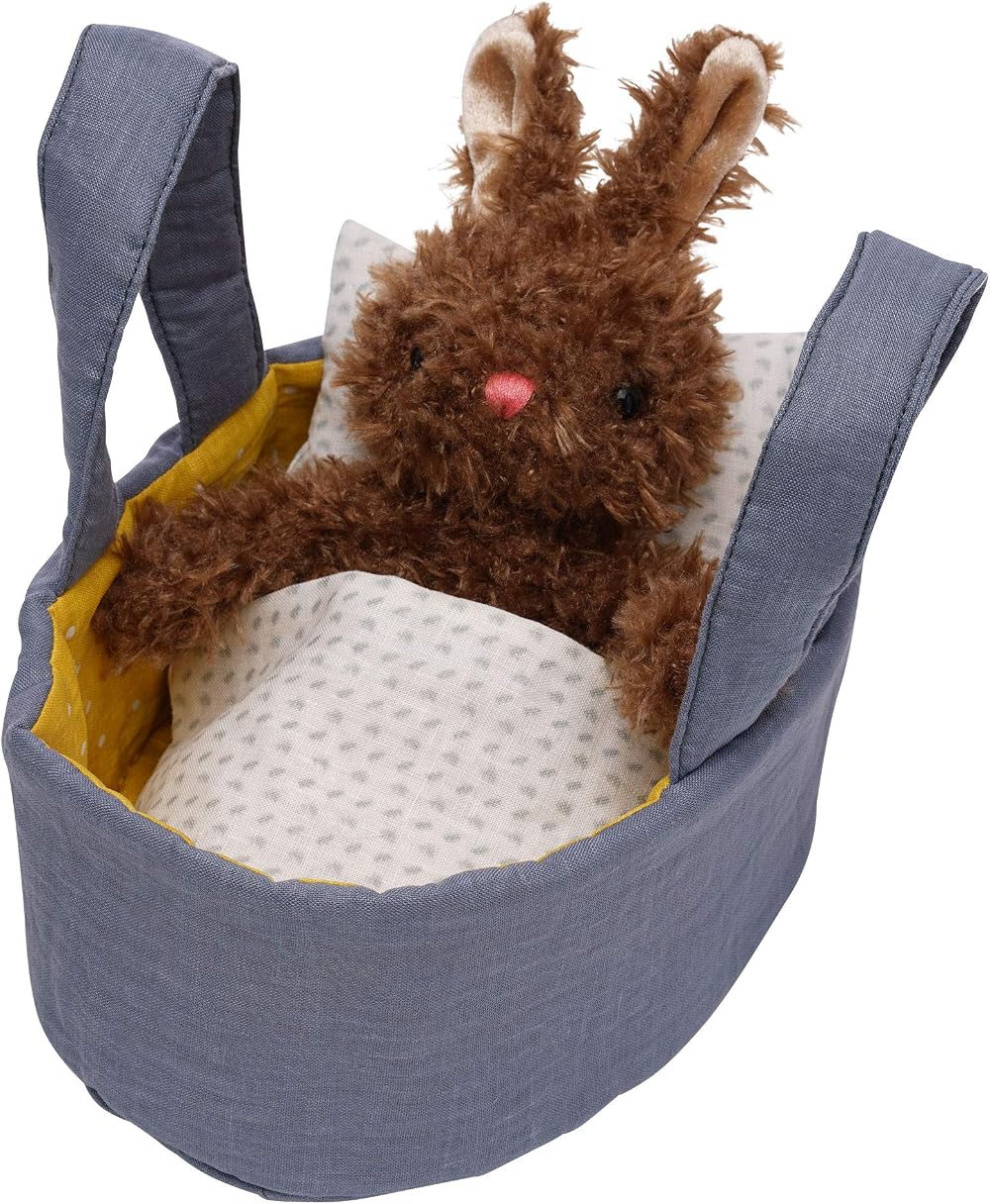 Manhattan Toy Moppettes Beau Bunny Plush Nurturing Playset Fabric Bassinet