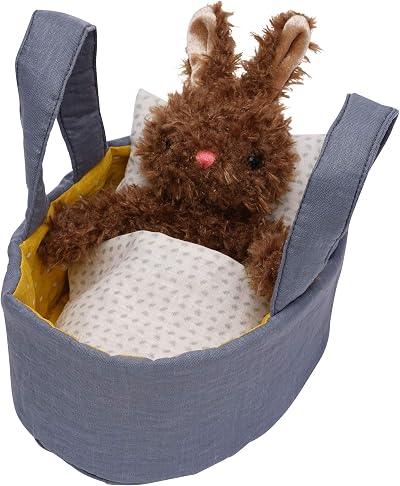Manhattan Toy Moppettes Beau Bunny Plush Nurturing Playset Fabric Bassinet