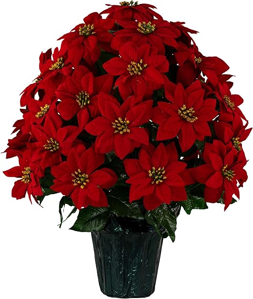 Sympathy Silks 24" Artificial Red Poinsettia Flower Bouquet