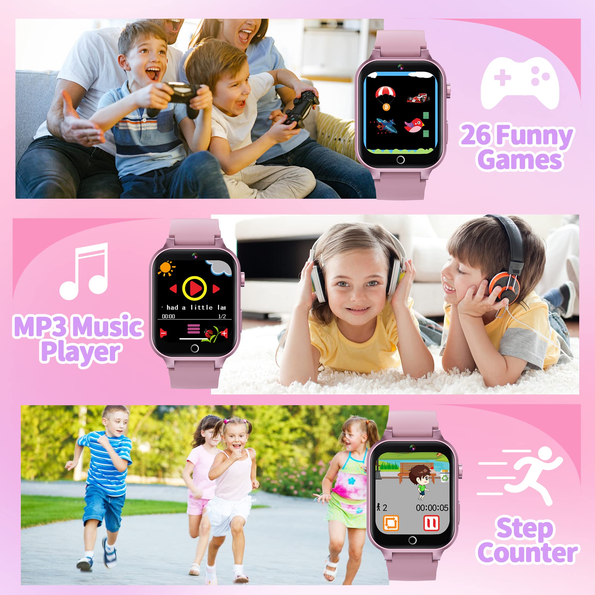YEDASAH Kids Smart Watch Boys Girls - Smart Watch Smartwatch HD Touchscreen Camera 26 Games Music Player Video Alarm Step Counter, Kids Watch for Boys Girls Toys Birthday Gifts for 4-12 Years Old