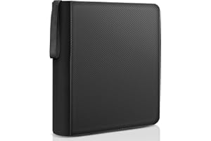 FORZAROCKET Toploader Binder, Holds 288 Cards in Toploaders, Waterproof PU Leather, Ringless Double-Sided Pages, Archival Safe Pockets, Pleasurable Inner Lining (9 pocket, Carbon Black)