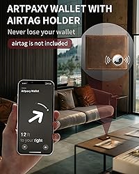 Mens Wallet With AirTag Holder, Bifold Leather RFID