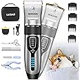 Gooad Dog Clippers Grooming Kit and Paw Trimmer,Cordless,Low Noise, Electric Quiet,Rechargeable, Dog Trimmer Grooming, Pet Hair Clippers for Thick Coats,Shaver for Small and Large Dogs Cats(Gray)